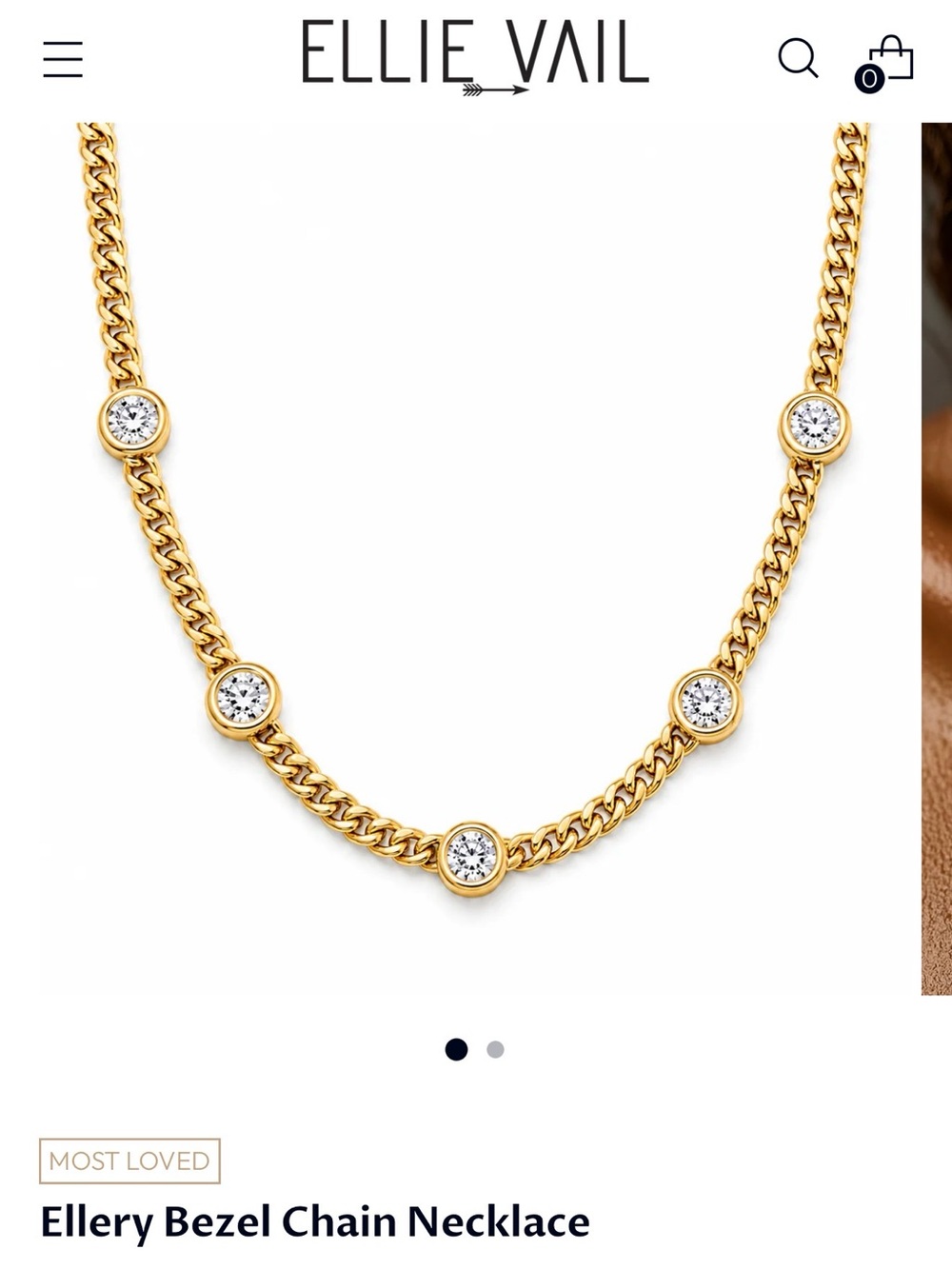 Ellery Gold Bezel Chain Necklace with Crystal Accents